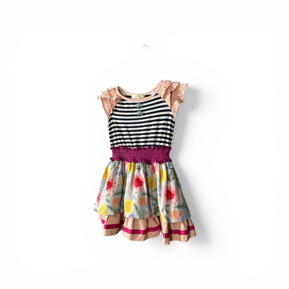 Matilda Jane Gummi Fruits Flutter Sleeve Floral Girls Twirl Dress Sz 2